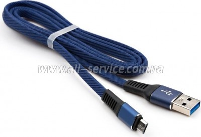 ���� ������ USB 2.0 AM to Micro 5P 1m flat nylon blue Vinga (VCPDCMFNB1B)