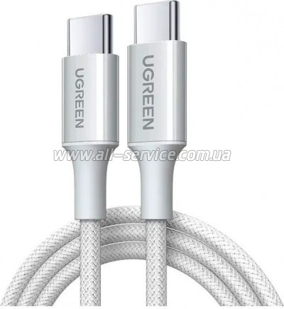 ���� ������ USB-C to USB-C 2.0m PD100W 5A braided L502 white Ugreen (35221)