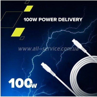 ���� ������ USB-C to USB-C 1.2m CC100SC 100W White Canyon (CNS-CC100SC12W)