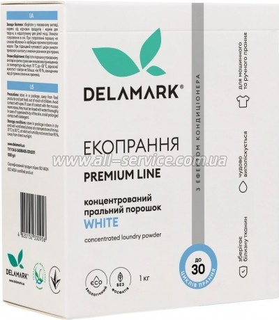 Стиральный порошок DeLaMark Premium Line White с эффектом кондиционера 1 кг (4820152330956) Стиральный порошок DeLaMark Premium Line White с эффектом кондиционера 1 кг (4820152330956)