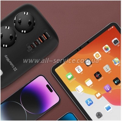 ������� ������ ������� ColorWay CW-CHE34PDB 3 ���/ 4USB GaN3 Pro (CW-CHE34PDB)