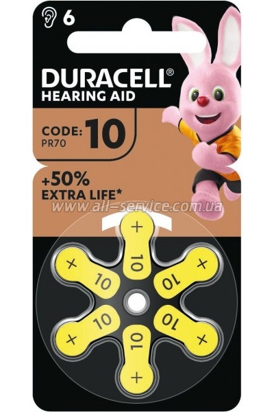 ��������� ��� ��������� �������� Duracell P10 / PR536 Zinc Air * 6 (5007510/ 5011445)