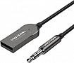 FM  Vention AUX TRS 3.5 USB Bluetooth 5.0 Coiled Cable 1.5M Gray Zinc (NAGHG)