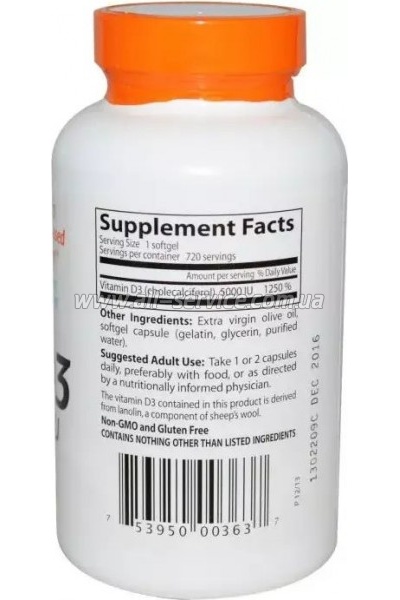  Doctor's Best  D3 5000IU, 720   (DRB-00363)