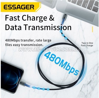 ���� ������ USB-C to Lightning 0.5m 20W black Essager (EXCTL-CGB01)
