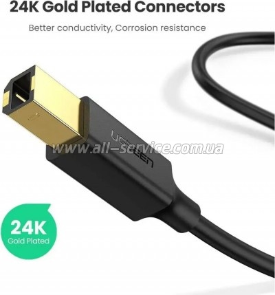 ������ ��� �������� USB 2.0 AM/BM 1.5m Black Ugreen (10350)