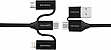 ���� ������ USB 2.0 AM to Lightning + Micro 5P + USB-C black Promate (pentapower.black)