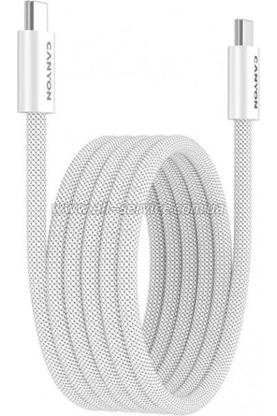 ���� ������ USB-C to USB-C 1.0m 60W Magnet Braided White Canyon (CND-CCMG60AB15W)