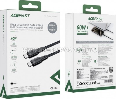 ���� ������ USB-C to USB-C 1.2m 3A C8-03 Acefast (6974316282716)