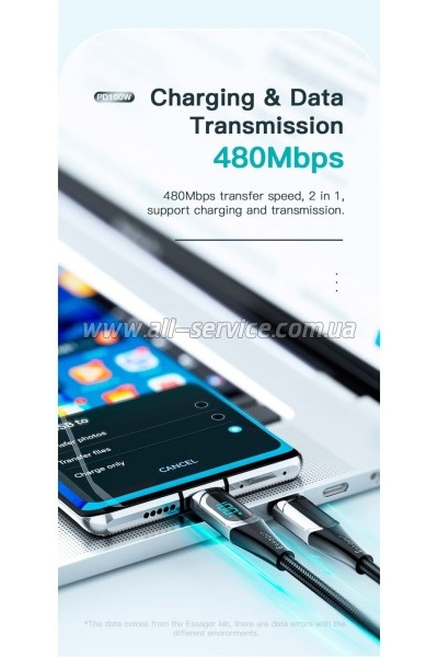 ���� ������ USB-C to USB-C 2.0m 100W Digital Display blue Essager (ES-XCTT1-YDA03)