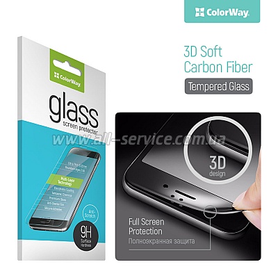   ColorWay 9H soft carbon Samsung Galaxy A3 2017 SM-A320 3D black (CW-GSSCSA320-BK)