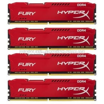  Kingston HyperX 64GB 2400MHz DDR4 CL15 DIMM 16gbx4 HyperX FURY Red (HX424C15FRK4/64)