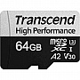   64GB Transcend microSDXC UHS-I U3 V30 A2 + SD  (TS64GUSD340S)