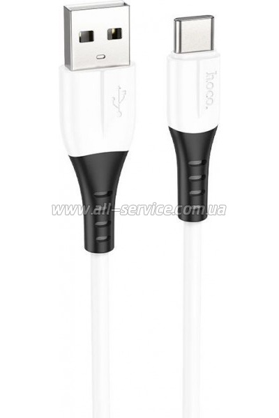 ���� ������ USB 2.0 AM to USB-C 1.0m 3A silicone X82 white HOCO (6931474768582)