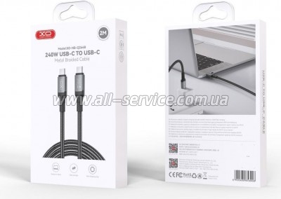 ���� ������ USB-C to USB-C 2.0m 240W black XO (NBQ264B_�_Black)