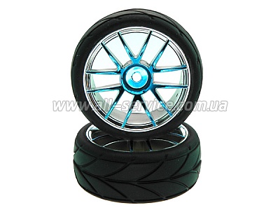 Blue Chrome Rim & Tire Complete (02018PB+02019) 2P Blue Chrome Rim & Tire Complete (02018PB+02019) 2P