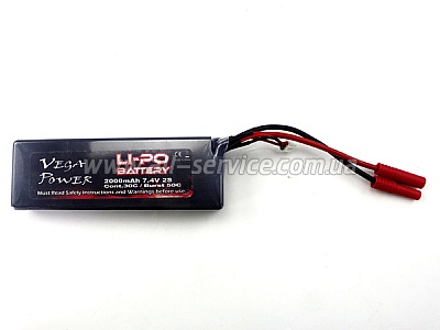 Li-Po Battery (7.4V 2000mAh 2S 25C) w/Banana Plug Li-Po Battery (7.4V 2000mAh 2S 25C) w/Banana Plug
