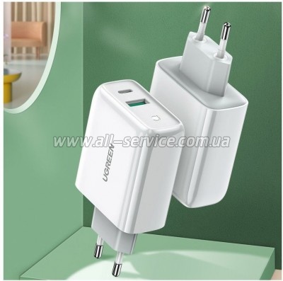 �������� ������� Ugreen CD170 36W USB + Type-C Charger (White) (60468)