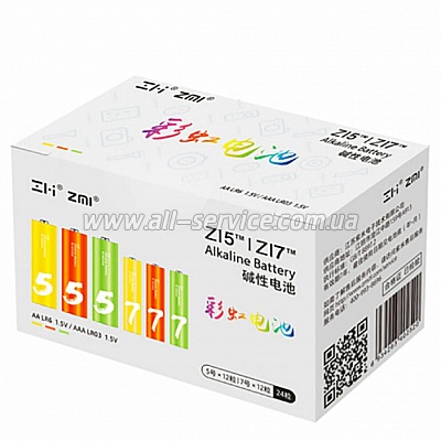  Xiaomi ZMi Rainbow AA batteries AA ZI5 * 12 + AAA ZI7 * 12 (16358)