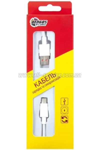 ���� ������ USB 3.0 AM to USB-C 1.0m 4A QC3.0 white Dengos (PLS-TC-4A-WHITE)