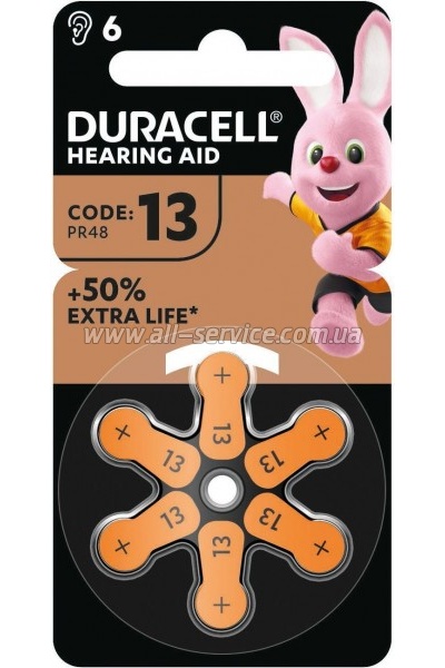 ��������� ��� ��������� �������� Duracell Hearing Aid 13 6��. (5004322)