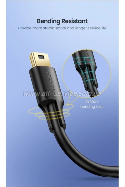 ���� ������ USB 2.0 AM to Mini 5P 0.5m black Ugreen (10354)