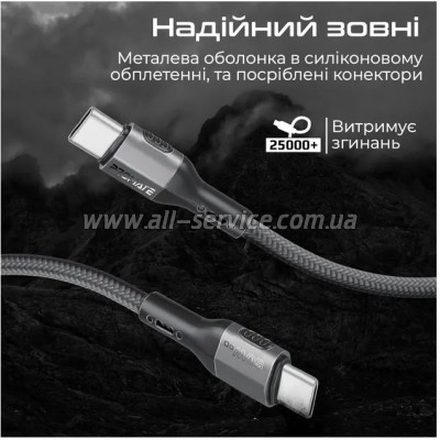 ���� ������ USB-C to USB-C 1.2m 60W PD FletchLink-CC black Promate (fletchlink-cc.black)