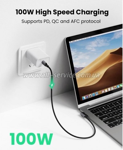 ���� ������ USB-C 2.0 to USB-C 1.0m 90� corner US334 black Ugreen (70643)
