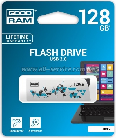  128GB GOODRAM USB 2.0 UCL2 Cl!ck White (UCL2-1280W0R11)