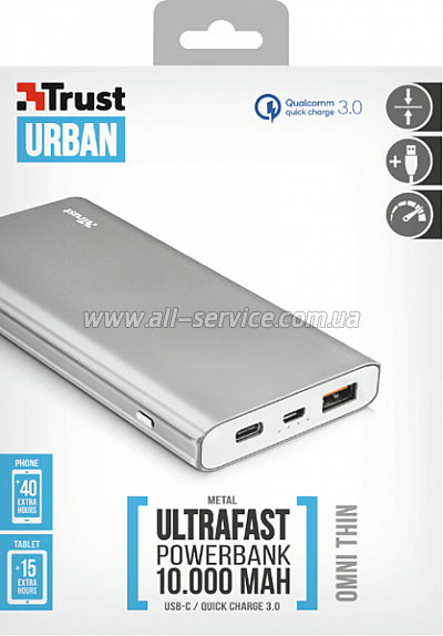   TRUST Omni thin metal 10000 USB-C QC3 (22701)