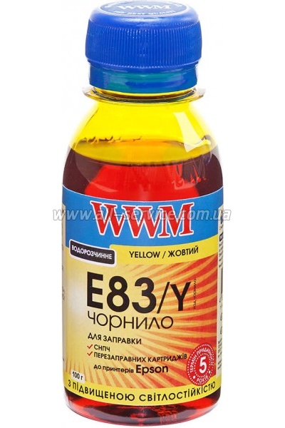 Чернила WWM для Epson Stylus Photo T50/ P50/ PX660 100г Yellow Водорастворимые (E83/Y-2) светостойкие Чернила WWM для Epson Stylus Photo T50/ P50/ PX660 100г Yellow Водорастворимые (E83/Y-2) светостойкие