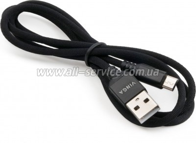 ���� ������ USB 2.0 AM to Micro 5P nylon 1m black Vinga (VCPDCMBN21BK)