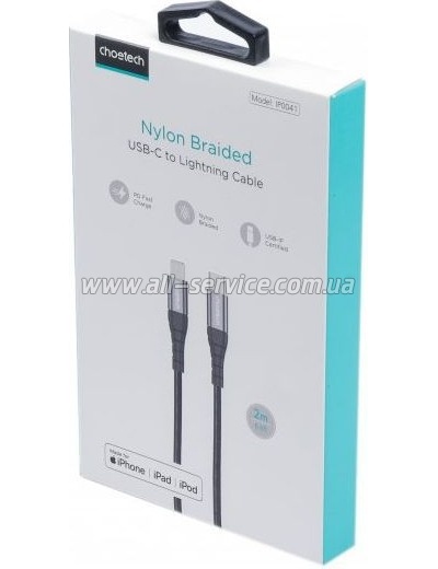 ���� ������ USB-C to Lightning 2.0m MFI Choetech (IP0041-BK)