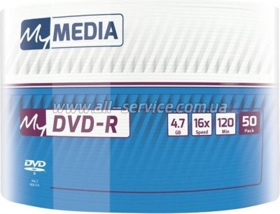  DVD MyMedia DVD-R 4.7GB 16X Wrap MATT SILVER 50 (69200)