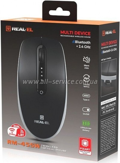  REAL-EL RM-455W Wireless/Bluetooth Black/Gray (EL123200047)