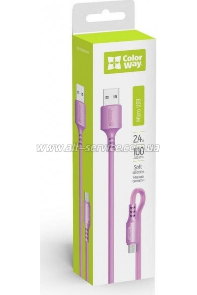 ���� ������ USB 2.0 AM to Micro 5P 1.0m soft silicone violet ColorWay (CW-CBUM044-PU)