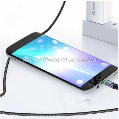 ���� ������ USB 2.0 AM to Micro 5P 2.0m 2.4A LED black Essager (EXCM-XGA0G)