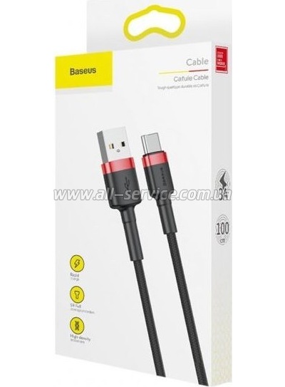 ���� ������ USB 2.0 AM to USB-C 2.0m 2A red-black Baseus (CATKLF-C91)