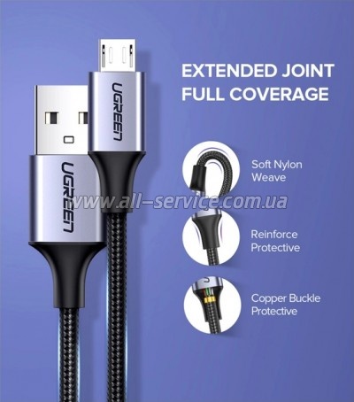 ���� ������ USB 2.0 AM to Micro 5P 1.5m 2A US290 black Ugreen (60147)