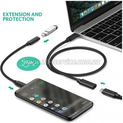 ���� ������ USB-C to USB-C 1.0m USB 3.1Gen2 100W US353 Black Ugreen (10387)