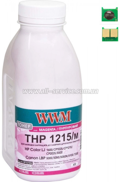 Тонер + чип WWM HP CLJ CP1215/ CP1515/ CM1312 бутль 40г Magenta (TC1215M) Тонер + чип WWM HP CLJ CP1215/ CP1515/ CM1312 бутль 40г Magenta (TC1215M)