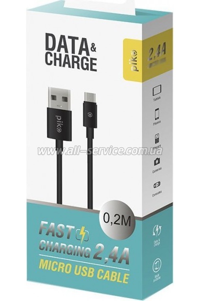 ���� ������ USB 2.0 AM to Micro 5P 0.2m black Piko (1283126493874)