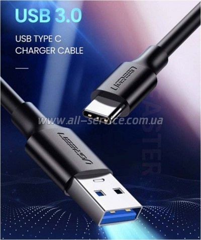 ���� ������ USB 3.0 AM to USB-C 0.5m 3A US184 black Ugreen (20881)