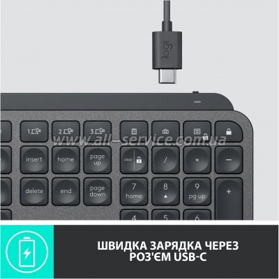  Logitech MX Keys Advanced for Business Wireless Illuminated UA Graphite (920-010251)