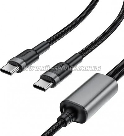 ���� ������ USB-C to 2xUSB-C 1.2m 100W nylon black Acefast (6974316285120)