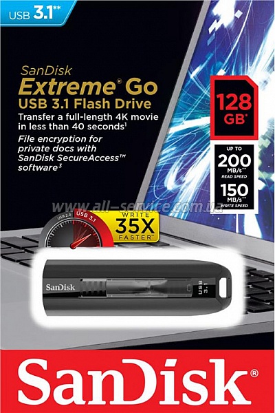  128GB SanDisk Extreme Go USB 3.1 (SDCZ800-128G-G46)