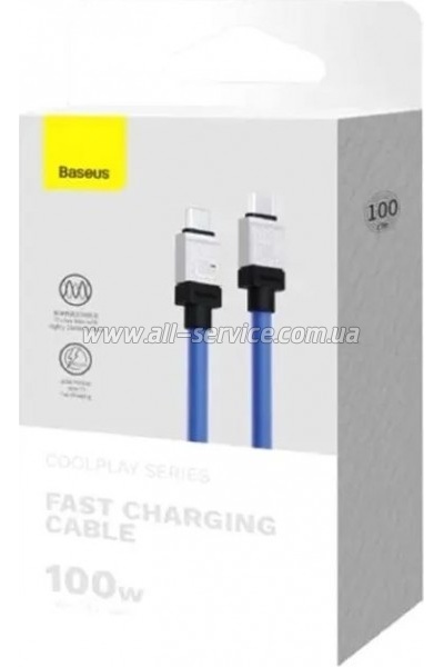 ���� ������ USB-C to USB-C 1.0m CoolPlay Fast Charging 100W blue Baseus (CAKW000203)