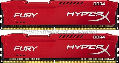  Kingston HyperX Fury DDR4 8GBX2 KIT 2933 CL17, Red (HX429C17FR2K2/16)