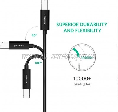 ������ ��� �������� USB-C 2.0 to BM 2.0m US241 black Ugreen (50446)