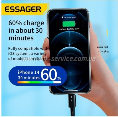 ���� ������ USB-C to Lightning 0.5m 20W black Essager (EXCTL-CGB01)